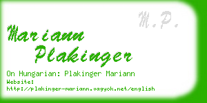 mariann plakinger business card